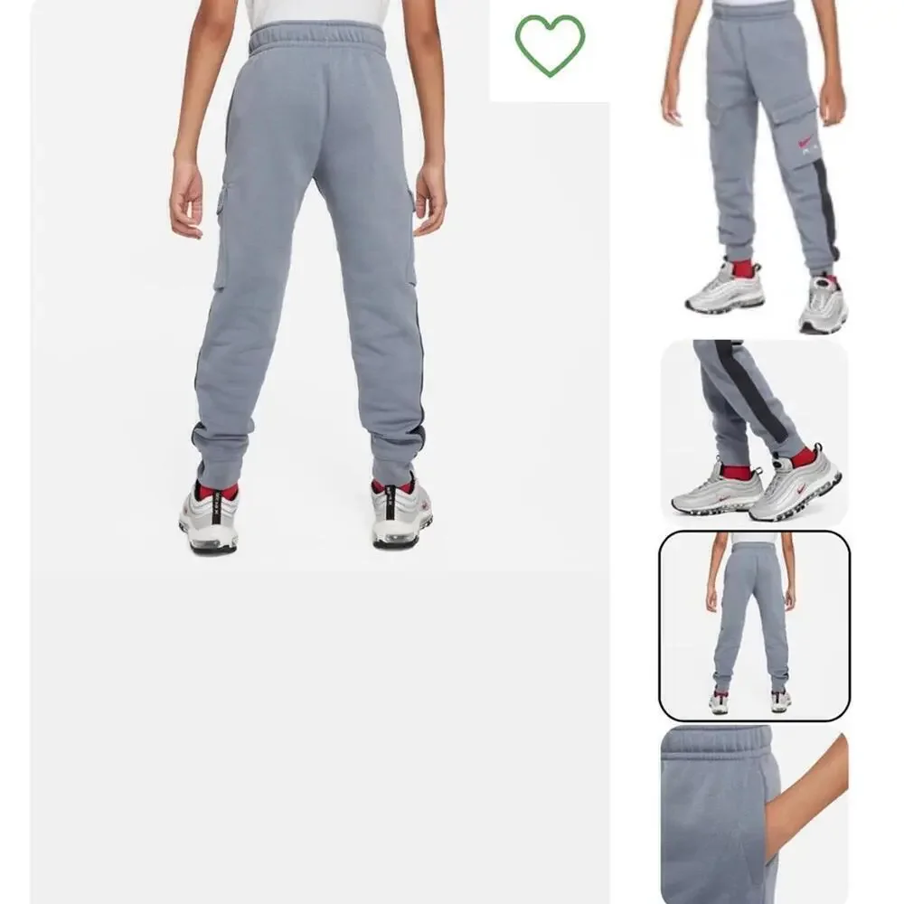Nike Big Kids Air Standard-Fit Fleece Sportswear Club Cargo Jogger Pants.